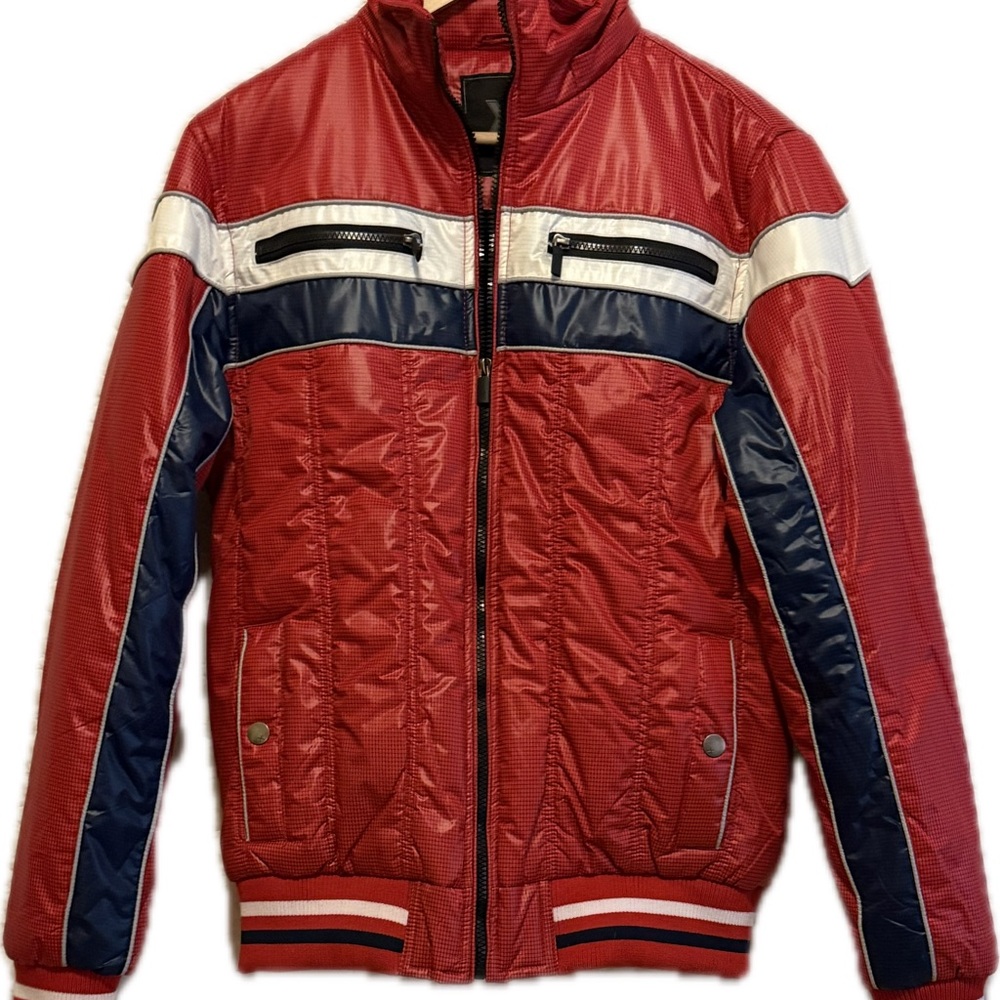 Stylish Red and Blue Bomber Jacket